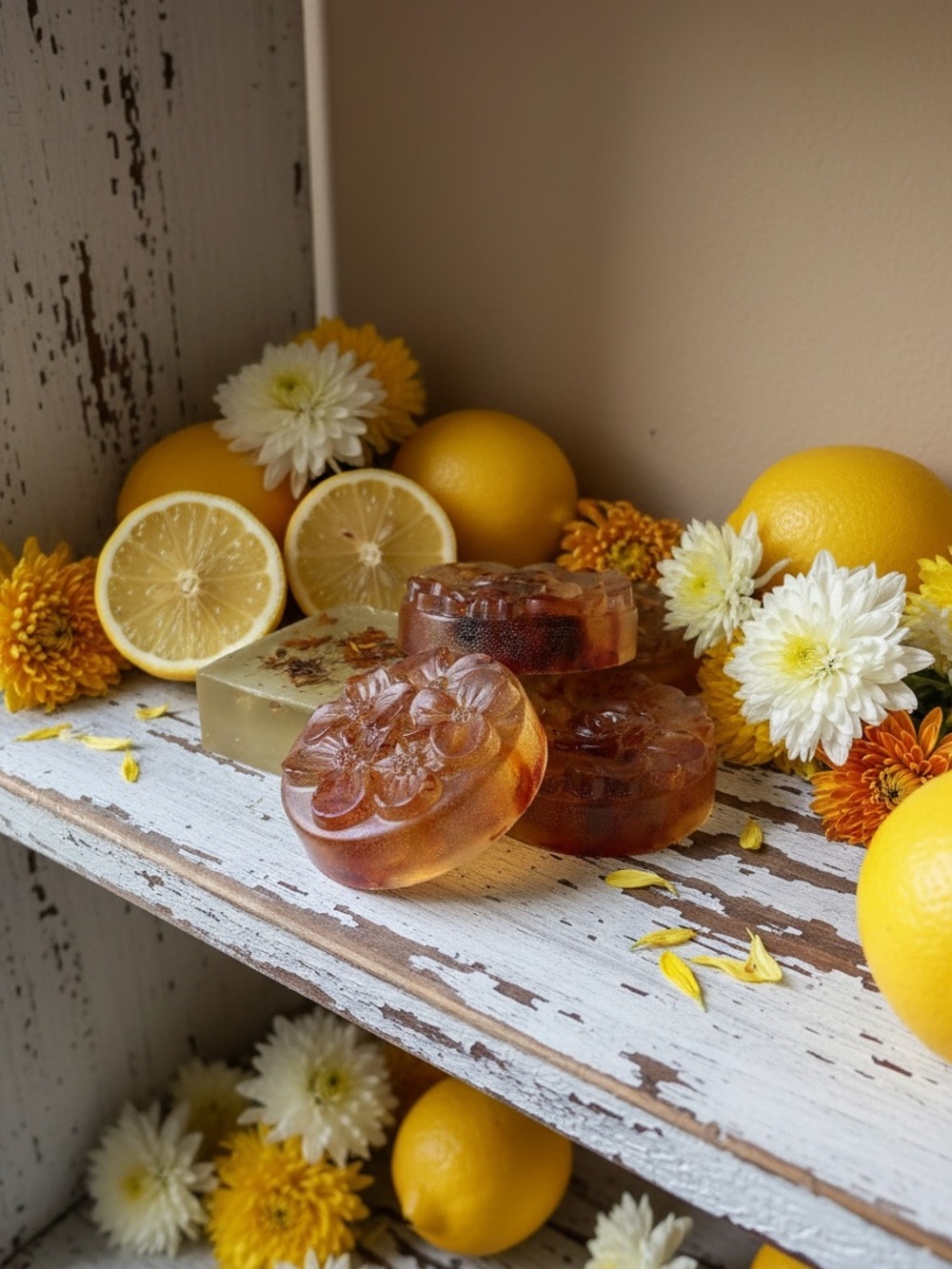 Handmade Lemon Chrysanthemum Blossom Glycerine Hand/Body Soap - Yellow-3 oz
NWT